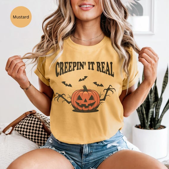 Halloween Unisex T-Shirt, Creepin' It Real Graphic Tee, Festive Fall Apparel, Spooky Season Wear, Pumpkin Shirt