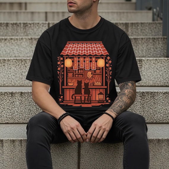 Ramen Cat T-Shirt | Unisex Graphic Tee, Fall Shirt, Ramen Lover Gift, Harvest Festival Style, Casual Outfit