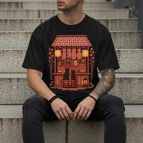 Ramen Cat T-Shirt | Unisex Graphic Tee, Fall Shirt, Ramen Lover Gift, Harvest Festival Style, Casual Outfit