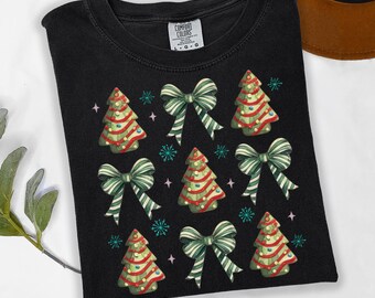 Coquette Christmas Tree Bow Shirt, Girly Xmas Tee