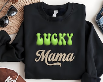 Lucky Mama Sweatshirt, St Patrick's Day Hoodie, Gildan 18000