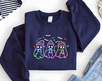 Neon Ghost Halloween Sweatshirt, Coffee Party Tee