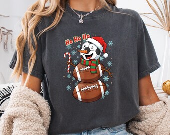 Football Christmas Tee, Santa Soccer Ball Snowman Shirt