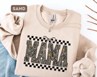 Hunting Mama Sweatshirt, Camo Mama Hoodie, Mother's Day Gift, Camouflage Mama Tee, Retro Mam Sweatshirt, Gildan 18000