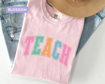 Comfort Colors® Retro Teach Shirt, Elementary School Teacher Tee, Teacher Gift, Teacher Appreciation