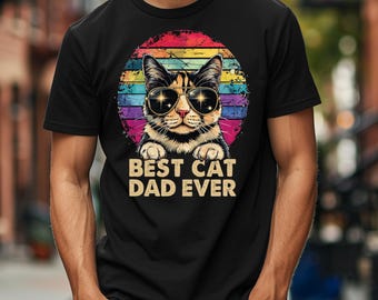 Best Cat Dad Ever Shirt, Cat Dad Tshirt,Cat Lover Tee, Fathers Day Gift, Dad of Cats, Vintage style Cat Daddy Shirt,Cat Owner Men Gift Tee