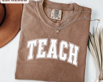 Comfort Colors® Retro Teach Shirt, Elementary School Teacher Tee, Teacher Appreciation, Gift For Teacher