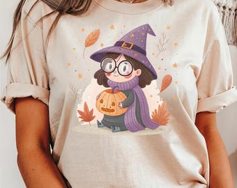 Comfort Colors® Cute Witchy Pumkin Shirt,Cute Simple Halloween Costume, Witches Wiccan,Witchy Vibes Shirt, Minimalist Witch Shirt