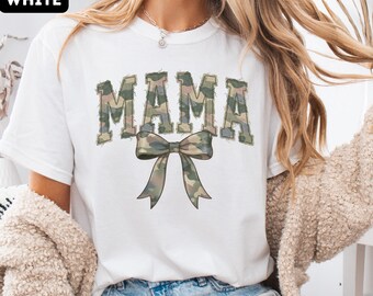 Hunting Mama Comfort Colors® Tee, Camo Mama T-Shirt, Mother's Day Gift, Camouflage Mama Tee, Retro Mam Shirt