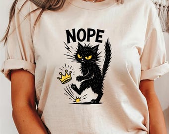 Nope Cat T-Shirt: Anti-Social Black Cat Tee - Pet Owner Gift