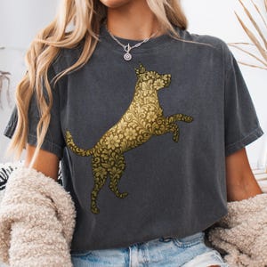 Comfort Colors® Golden Floral Dog Shirt,Cottagecore Boho Tee, Gift for Dog Lover, Puppy Owner Mama,Floral Dog Birthday Tee,Animal Lover Tee