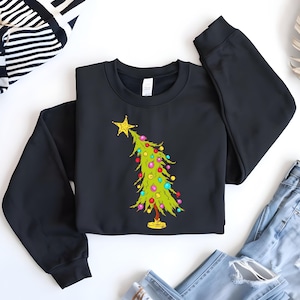 Whimsical Christmas Tree Swaeshirt,Grumpy Christmas Tree,Christmas Lights Tree,Whimsical Green Star Tree,Christmas Tree Tee,Girly Christmas