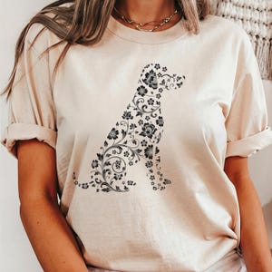 Floral Dog Shirt,Dog Silhouette Tee,Flower Dog Shirt, Animal Lover Tee,Dog Lover Gift Tee, Cute Dog,Dog Mama Shirt,Floral Dog Birthday Shirt