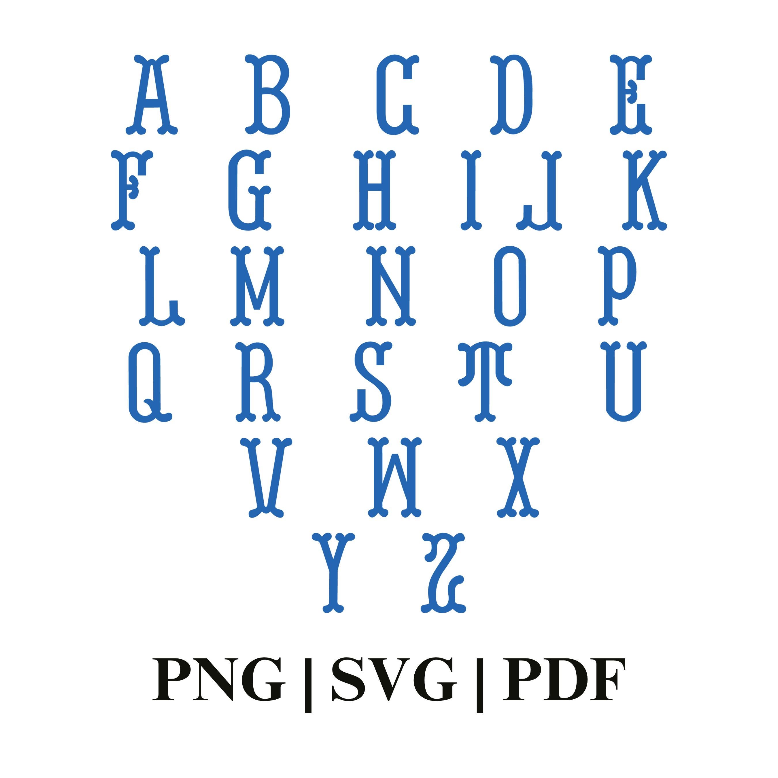 Fishtail Monogram Font PNG | Cricut Font SVG | Trendy Digital Style ...