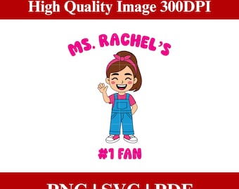 Mevrouw Rachel #1 fan PNG SVG: peuter superheld ontwerp (digitale download)