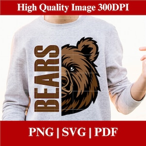 Bear Mascot SVG Design: High School Spirit, Football Team (Instant Download