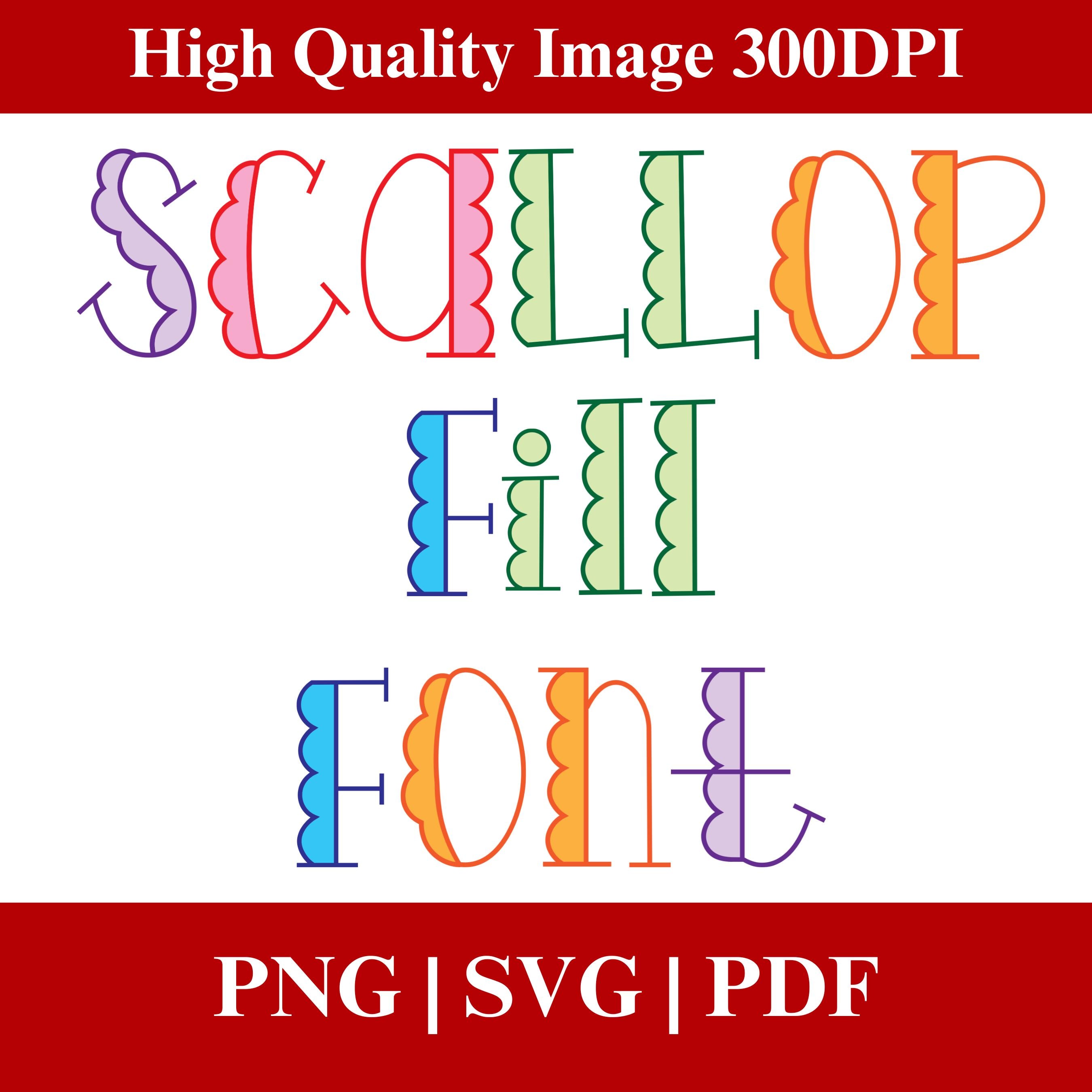 Scalloping Text Scallop Fill Font: Retro Sketch Alphabets (PNG, SVG, PDF) - Instant ...