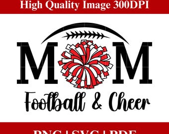 Football & Cheer Mom SVG: Game Day Shirt Design PNG, Cheerleader Pompom Mom, Athlete Team (Instant Download)