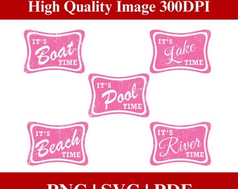 Paquete PNG SVG de Its River Time: Verano en el lago, en el barco, en la piscina, en la playa, diseño desgastado (descarga digital)