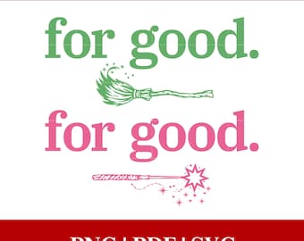 Set van 2 voorgoed gewijzigd bundel: Wicked Musical SVG-ontwerp, defying Gravity, toverstaf, bezemsteel PNG, Wicked-bestanden (directe download)