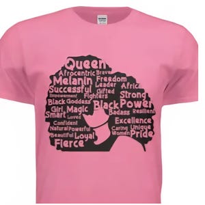 Afrocentric Queen Empowerment T-Shirt | Melanin Magic | Black Girl Power Tee | Women&#39;s Graphic Shirt | Natural Hair Art | Inspirational Gift