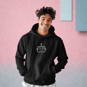 Robot Hoodie – Minimalist Tech Sweatshirt for Engineers, Coders & Gamers – Geek Gift for Programmers, STEM AI Lovers – Unisex Pullover