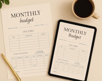 Monthly Budget Planner | Printable & Digital PDF | Simple Expense Tracker