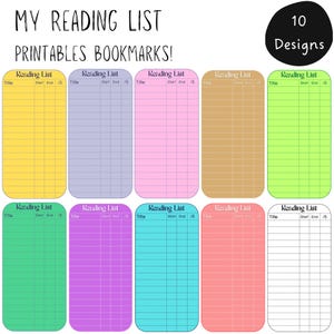Printable Reading List Bookmarks: Library Card Design (JPG/PDF Digital Download)