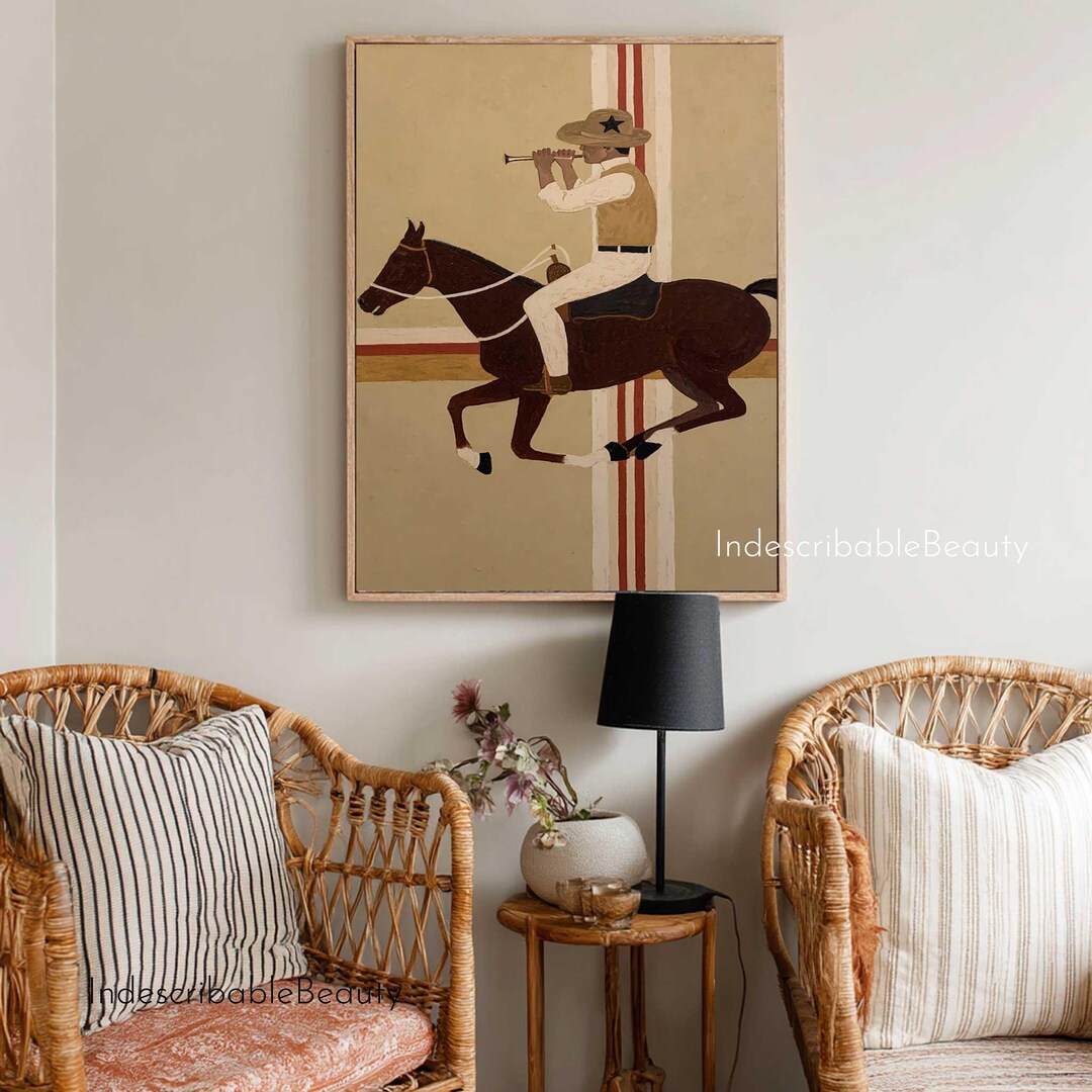 Japandi Western Conwboy Wall Art Original Western Cowboy and Horse Oil ...