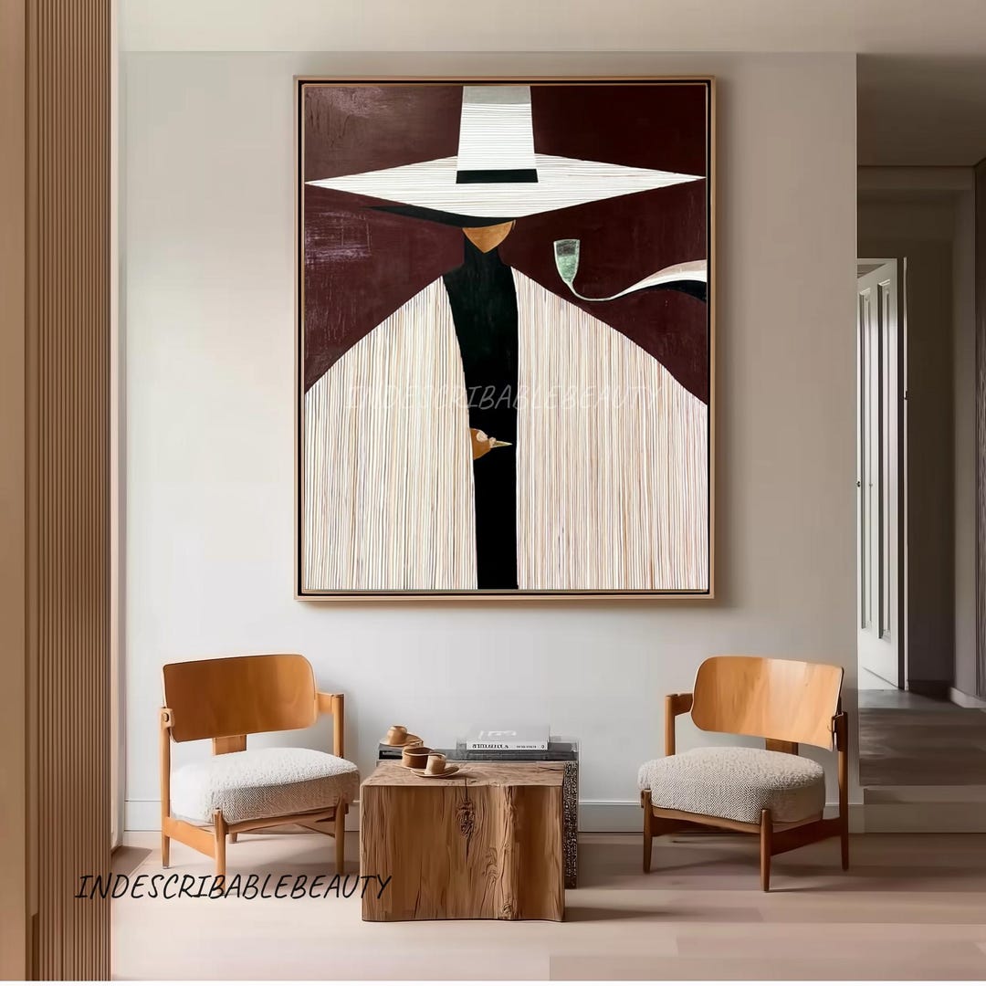 Abstract Woman Oil Painting Elegant Lady With Hat, Modern Wall Art Etsy — free download