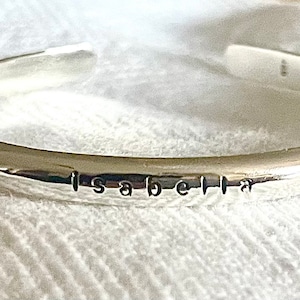 Baby, toddler or child&#39;s sterling silver personalized handstamped cuff bracelet