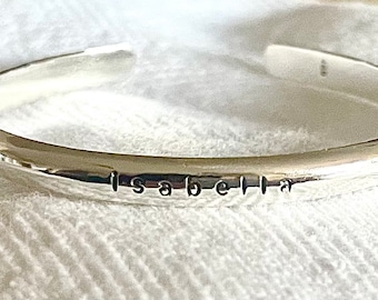 Baby, toddler or child's sterling silver personalized handstamped cuff bracelet