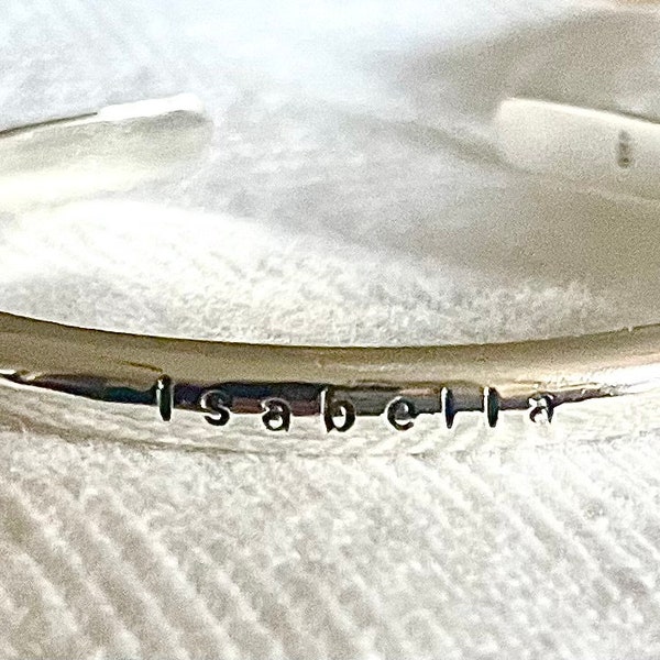 Baby, toddler or child's sterling silver personalized handstamped cuff bracelet