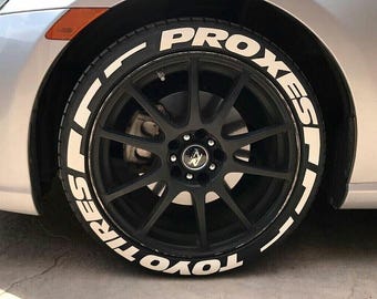 Naklejki na opony Toyo Tires Proxes Stripe – napisy na opony i trwałe naklejki na opony do wszystkich pojazdów – 8 szt. na wszystkie opony, pełny zestaw