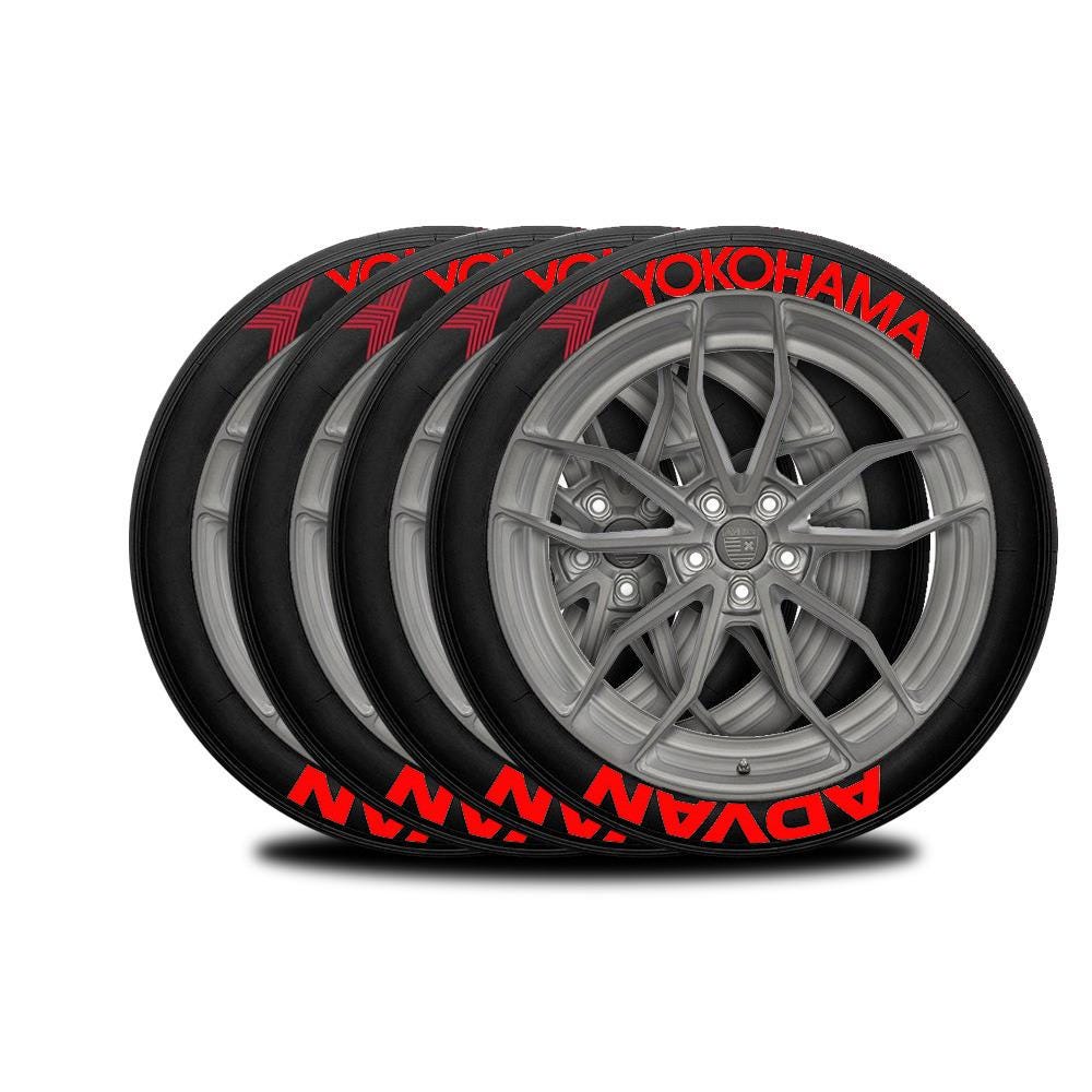 YOKOHAMA ADVANタイヤステッカー　4本分8枚 YOKOHAMA ADVAN タイヤステッカー タイヤ4本分 ホワイトレター