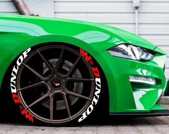 Dunlop Flag Tire Stickers – Tire Lettering & Permanent Tire Decals for All Vehicles – 8 pcs 4 All Tires Full Set