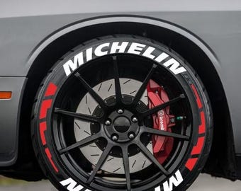 Michelin Stripe Tire Stickers – Tire Lettering & Permanent Tire Decals for All Vehicles – 8 pcs 4 All Tires Full Set