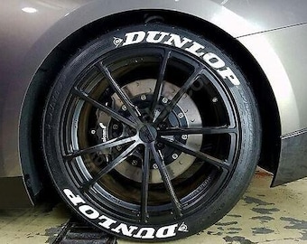 Dunlop Tire Stickers – Tire Lettering & Permanent Tire Decals for All Vehicles – 8 pcs 4 All Tires Full Set