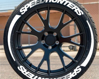 Autocollants pour pneus à rayures Speedhunters – Lettrage de pneus et autocollants permanents pour pneus pour tous les véhicules – Lot de 8 pièces et 4 pneus
