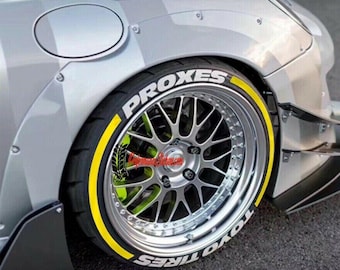 Naklejki na opony Toyo Tires Proxes Stripe – napisy na opony i trwałe naklejki na opony do wszystkich pojazdów – 8 szt. na wszystkie opony, pełny zestaw