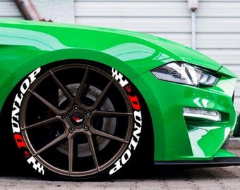 Dunlop Flag Tire Stickers – Tire Lettering & Permanent Tire Decals for All Vehicles – 8 pcs 4 All Tires Full Set