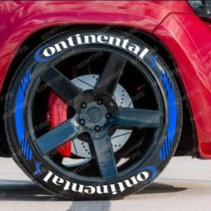 Continental Stripe Tire Stickers – Tire Lettering & Permanent Tire Decals for All Vehicles – 8 pcs 4 All Tires Full Set