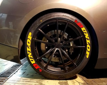 Dunlop Tire Stickers – Tire Lettering & Permanent Tire Decals for All Vehicles – 8 pcs 4 All Tires Full Set