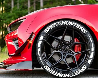 Autocollants pour pneus à rayures Speedhunters – Lettrage de pneus et autocollants permanents pour pneus pour tous les véhicules – Lot de 8 pièces et 4 pneus