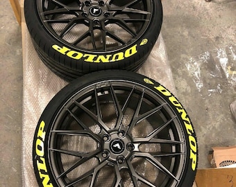 Dunlop Tire Stickers – Tire Lettering & Permanent Tire Decals for All Vehicles – 8 pcs 4 All Tires Full Set