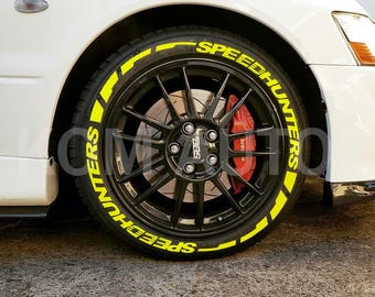 Autocollants pour pneus à rayures Speedhunters – Lettrage de pneus et autocollants permanents pour pneus pour tous les véhicules – Lot de 8 pièces et 4 pneus