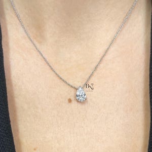 Lab Grown Diamond Necklace, 1.50 CT Pear Cut Pendant, Solitaire Diamond Necklace, Dainty Fine Jewelry