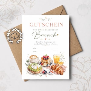 Brunch voucher, invitation to a shared brunch, breakfast voucher, printable gift, instant download, gift idea for printing, A4 A5
