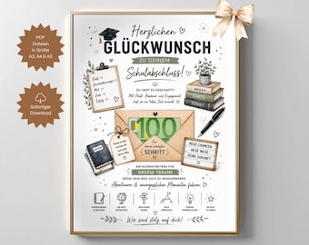 Regalo in denaro per la laurea (modello stampabile in PDF), congratulazioni per il superamento degli esami, regalo per ragazzi e ragazze (download digitale in PDF, fai da te).