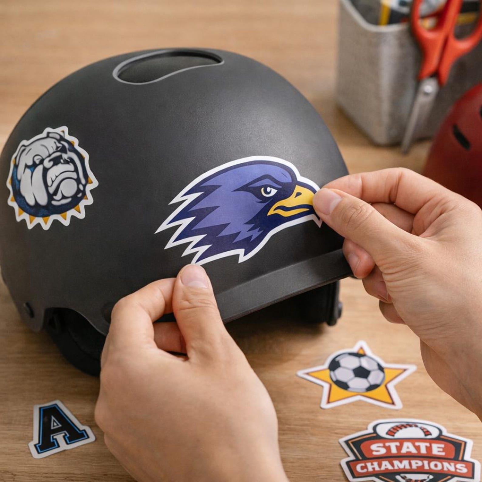 Custom Helmet Stickers, Personalized Logo Decals | Waterproof Vinyl Die ...